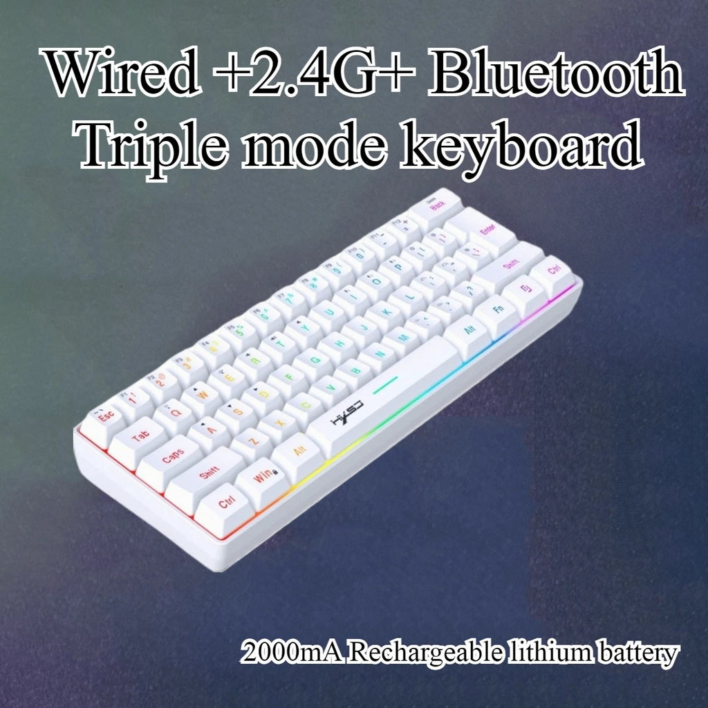 Wireless keyboardn RGB gamer bluetooth+2.4ghz 60% white pc keyboards Mice combos set teclado gaming 61 key board black teclados
