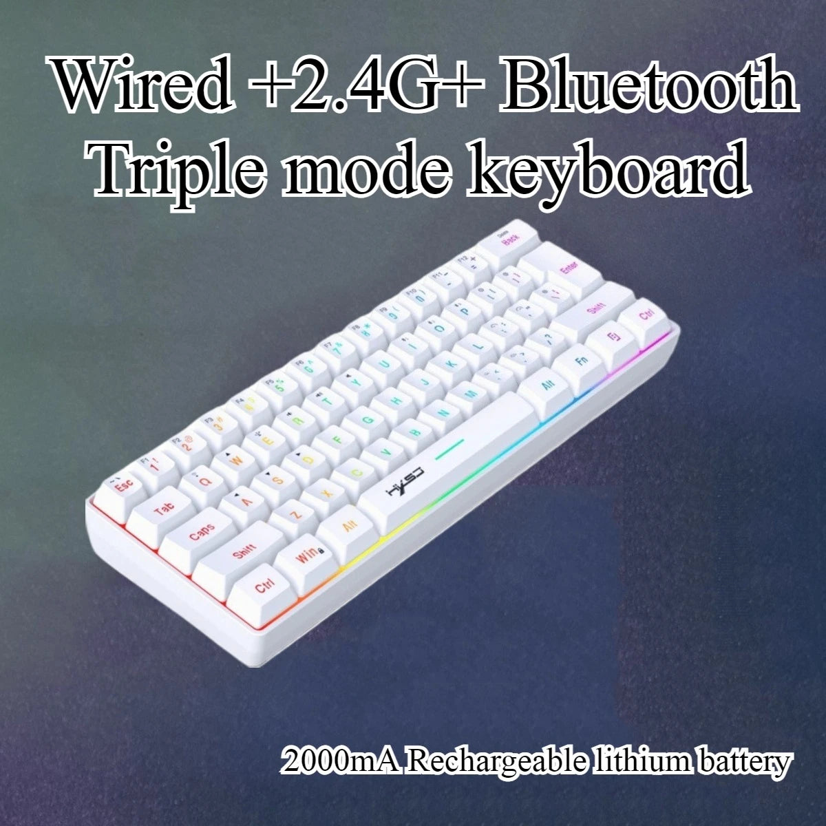 Wireless keyboardn RGB gamer bluetooth+2.4ghz 60% white pc keyboards Mice combos set teclado gaming 61 key board black teclados