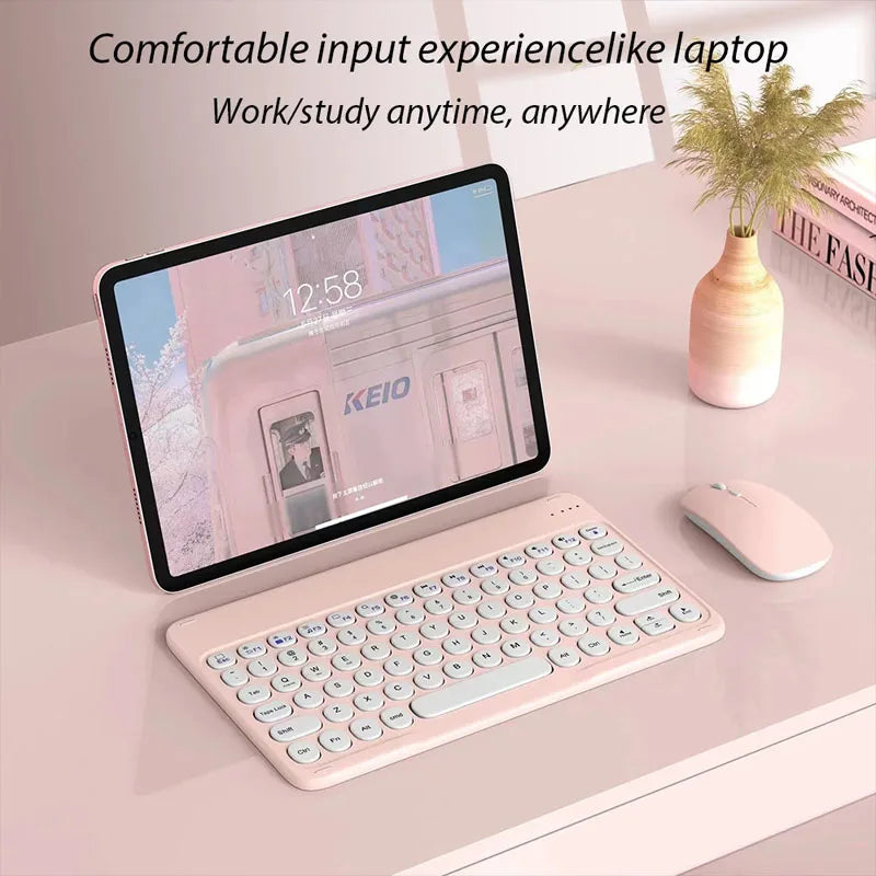 Round key Bluetooth keyboard and mouse set, suitable for Xiaomi and Huawei mobile phones, iPad tablets
