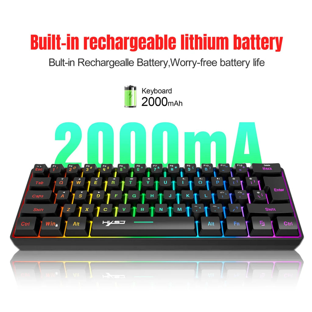 Wireless keyboardn RGB gamer bluetooth+2.4ghz 60% white pc keyboards Mice combos set teclado gaming 61 key board black teclados